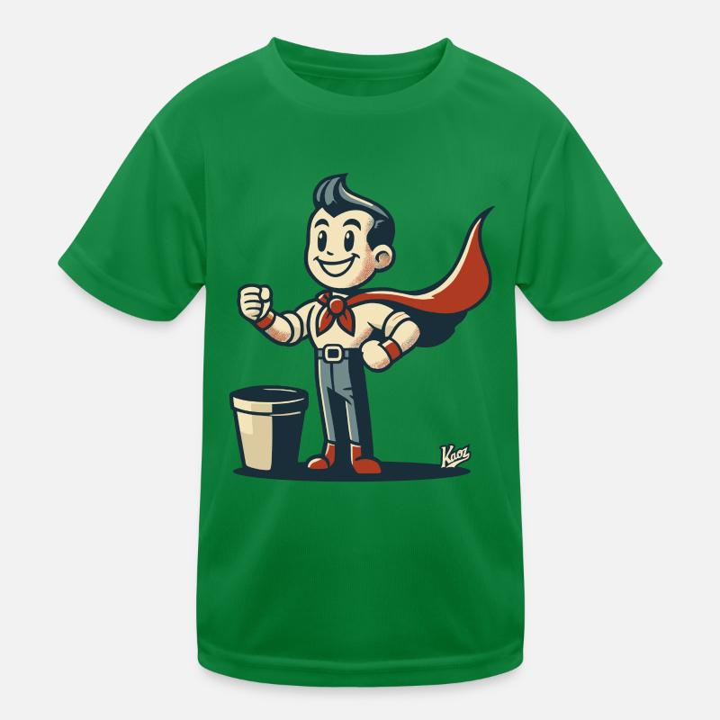 -Retro-Papierkorb-Normalo-Superheld mit Umhang Kinder Funktions-T-Shirt