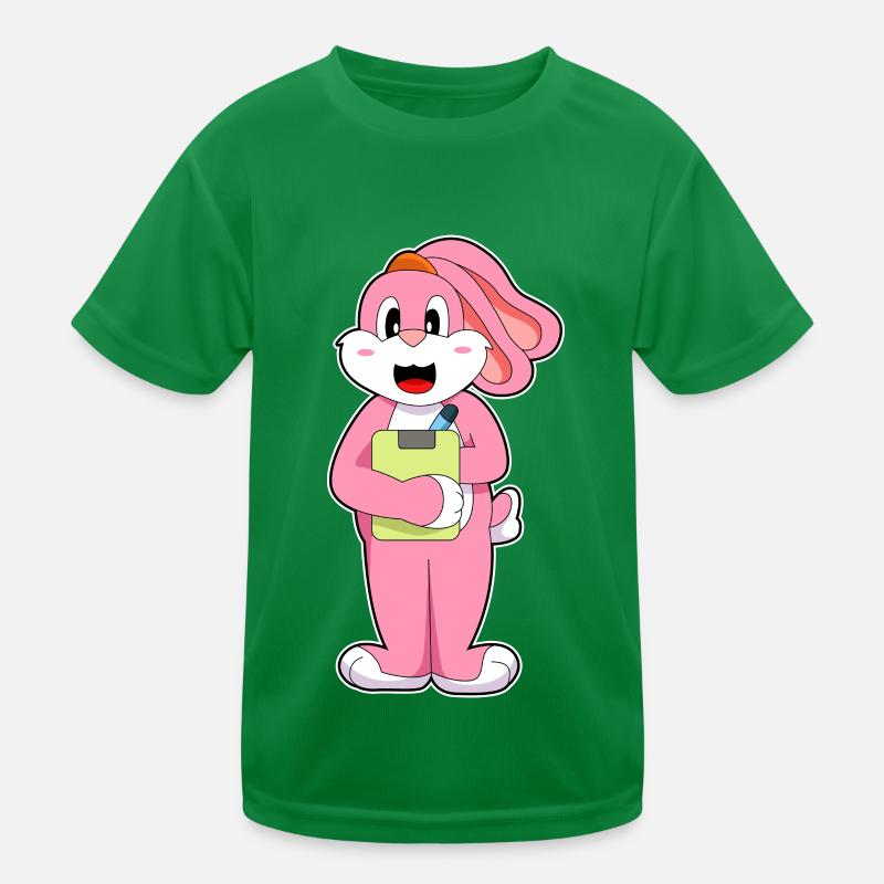 Rabbit Secretary Notepad - Kids Functional T-Shirt - kelly green