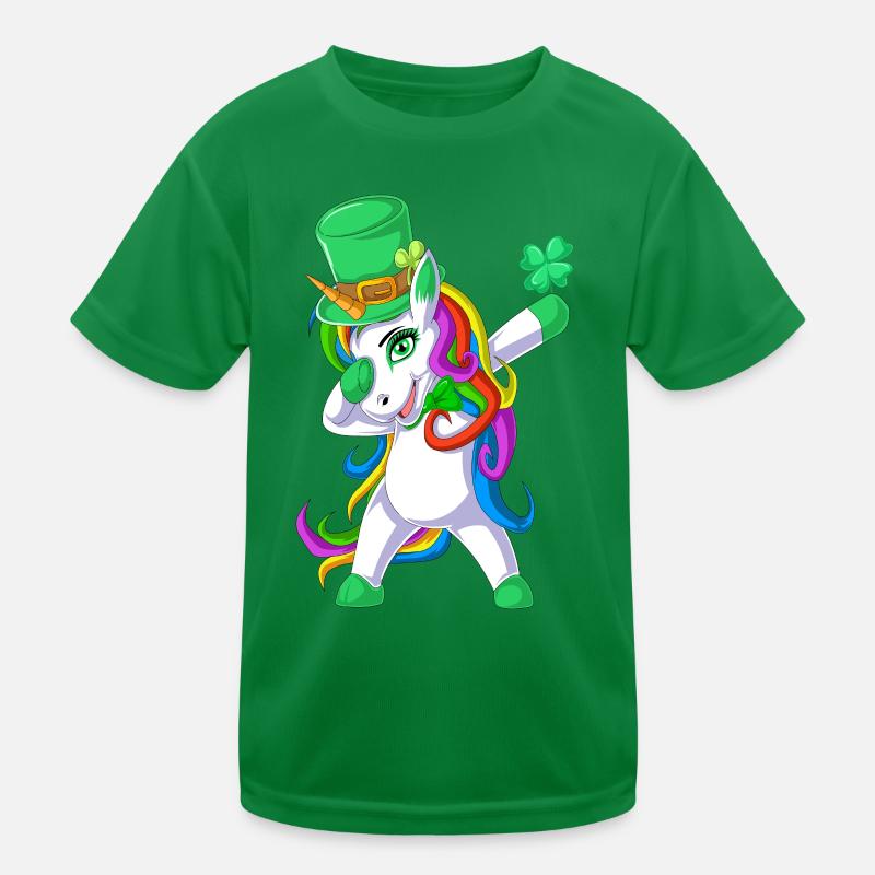 Dabbing Einhorn St Patricks Tag Kinder Funktions-T-Shirt