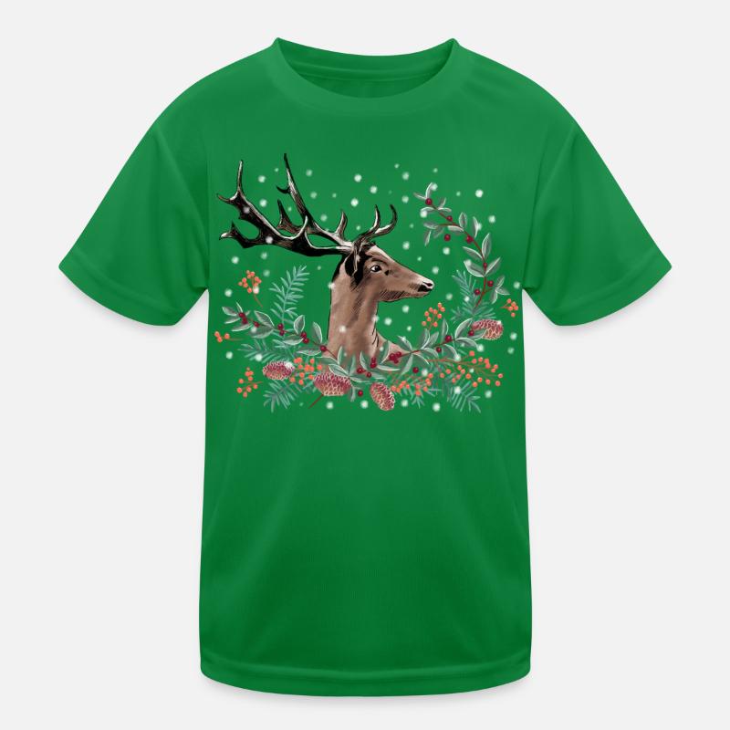 Festliche Hirsche Kinder Funktions-T-Shirt