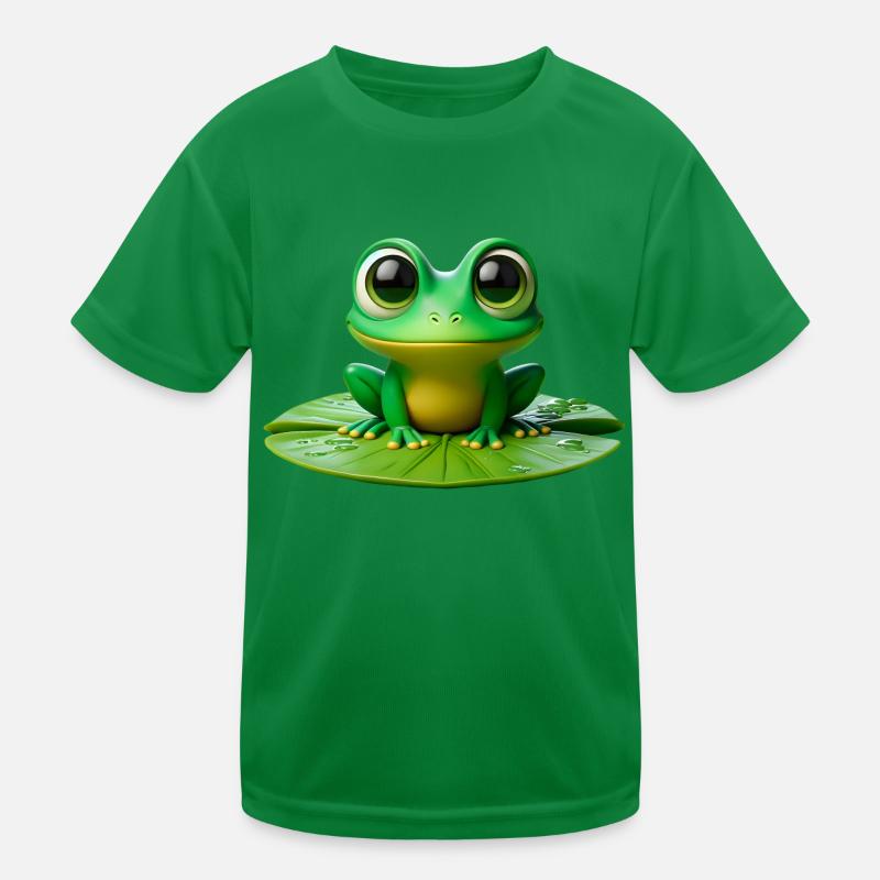 Cute Frog on a Lily Pad Kids Functional T-Shirt