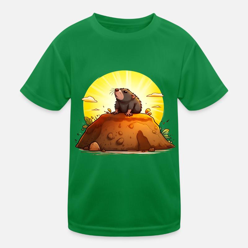 Funny mole on his hill Kids Functional T-Shirt