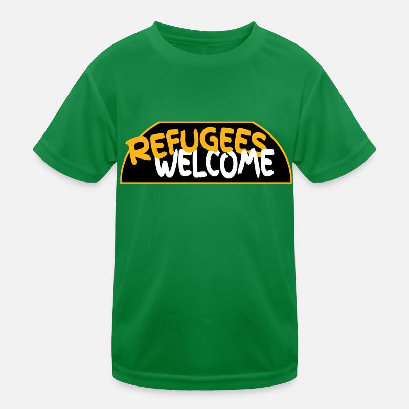 Flüchtlinge willkommen retro logo Kinder Funktions-T-Shirt