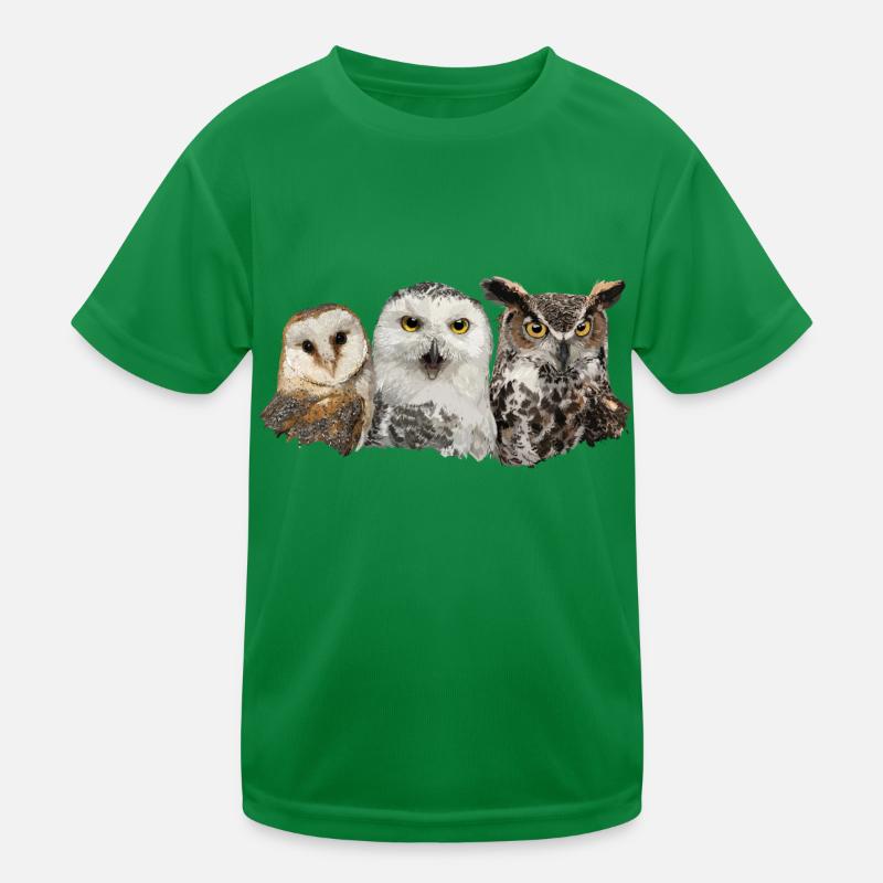 Eulen und Eule - Kinder Funktions-T-Shirt - Kelly Green