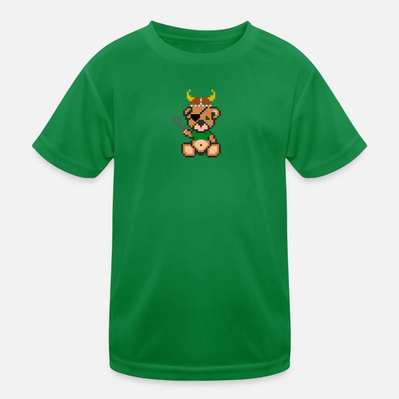 Pixelbär Wikinger Kinder Funktions-T-Shirt