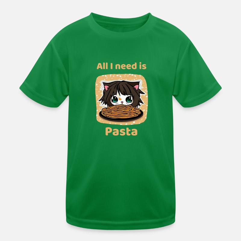 Alles, was ich brauche, ist Pasta Kinder Funktions-T-Shirt