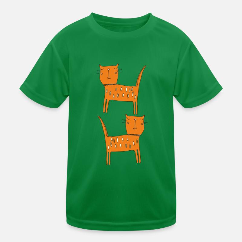 Chat Orange Double T-shirt sport Enfant