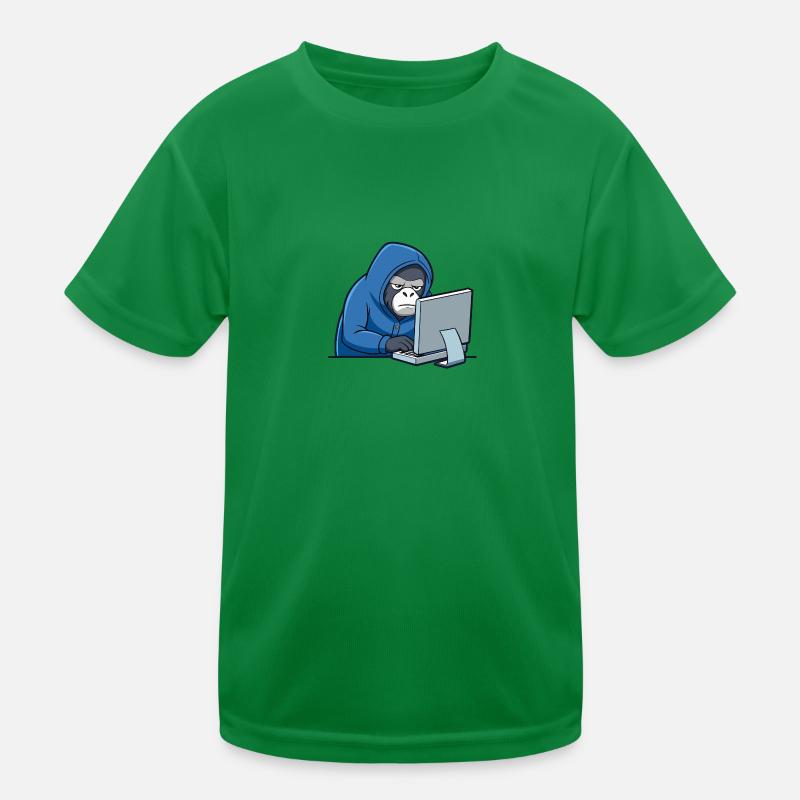 Mignon gorille hacker en sweat à capuche devant le PC T-shirt sport Enfant