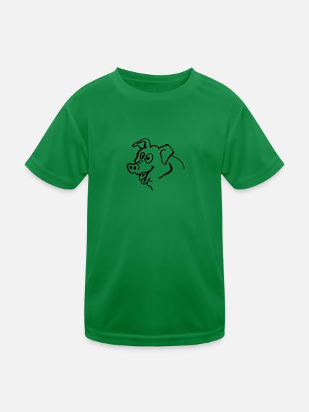 Doofe Sau - Kinder Funktions-T-Shirt - Kelly Green - Vorne