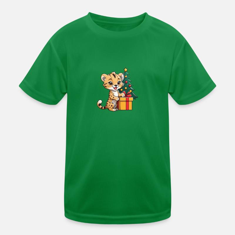Cute leopard celebrating Christmas. Kids Functional T-Shirt