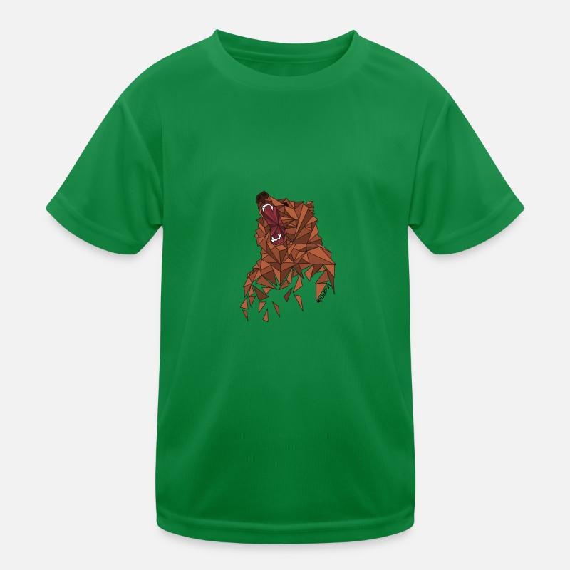 Roaring bear with geometry design Kids Functional T-Shirt
