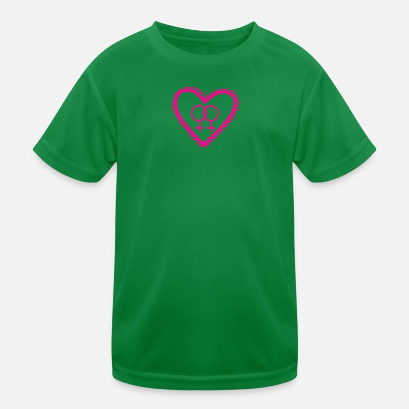 Herz der zwei Feminisymbole Kinder Funktions-T-Shirt