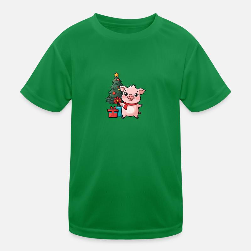 Cochon mignon célébrant Noël. T-shirt sport Enfant