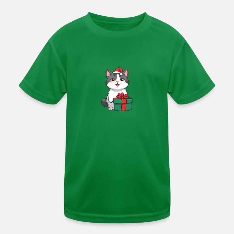 Chat mignon célébrant Noël. T-shirt sport Enfant