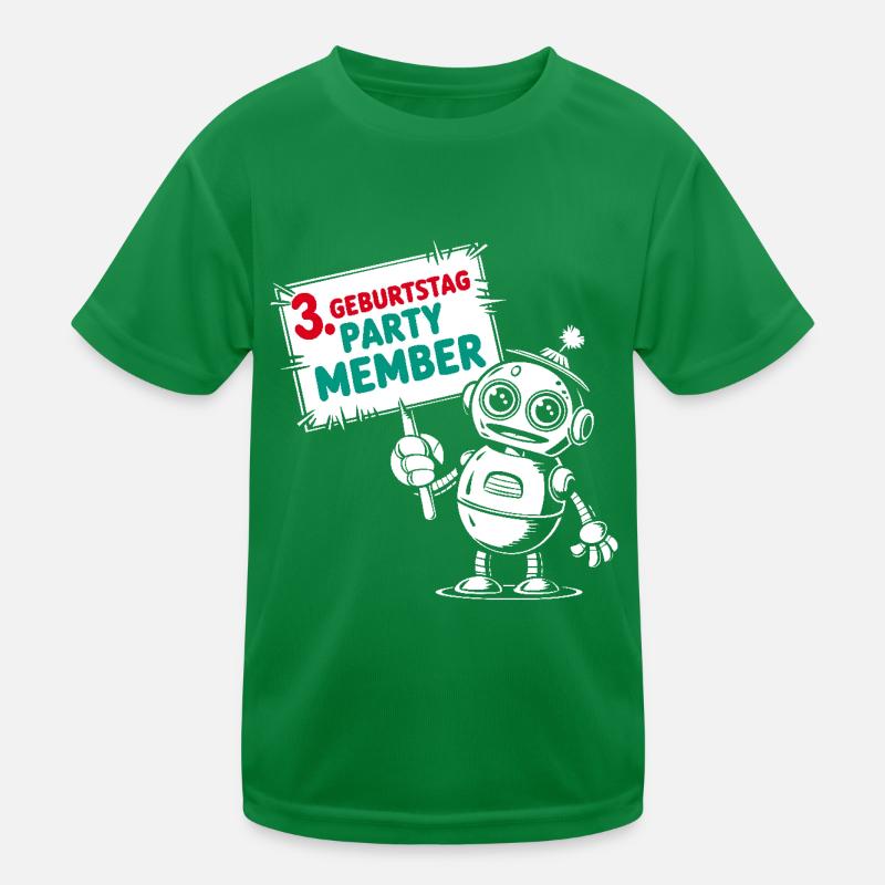 Ich bin drei Jahre 3. Geburtstag Roboter Kinder Funktions-T-Shirt