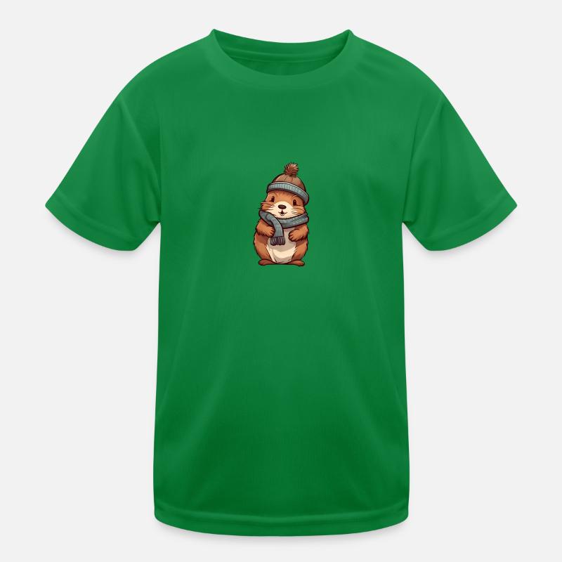 Castor mignon dans un look d’hiver festif ! T-shirt sport Enfant