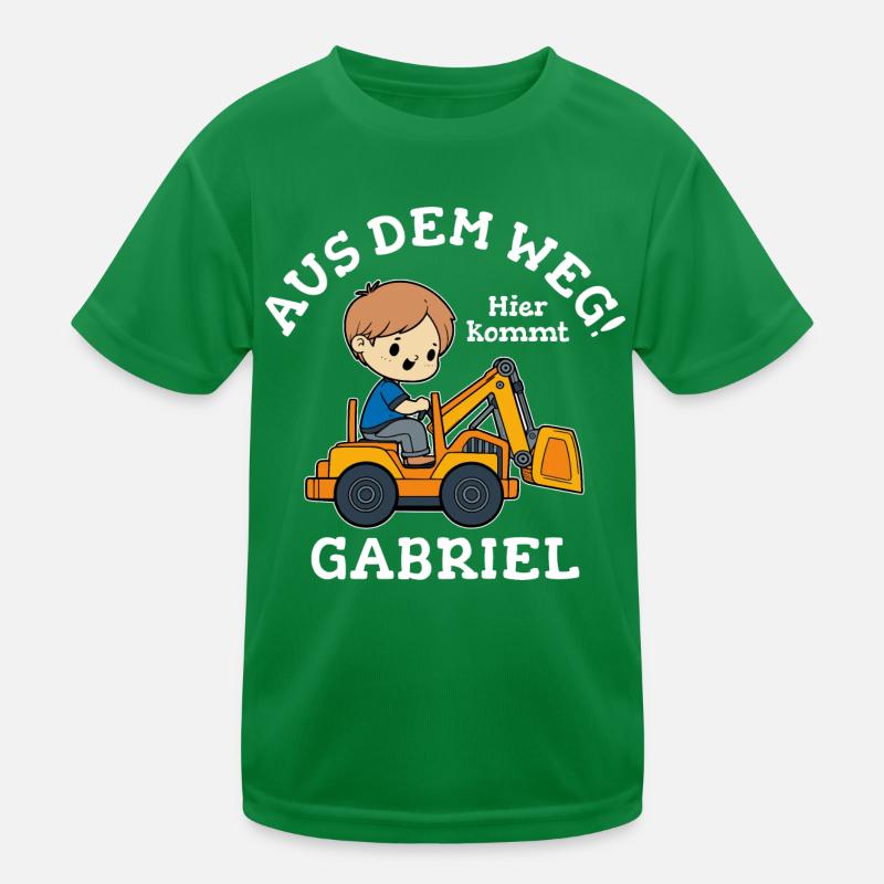 Gabriel Vorname Bagger Kinder Funktions-T-Shirt