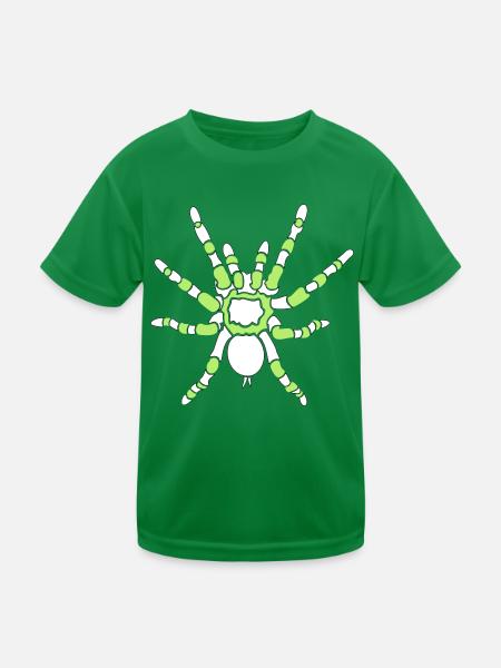 Orangefarbene Knie-Tarantel - Kinder Funktions-T-Shirt - Kelly Green - Vorne