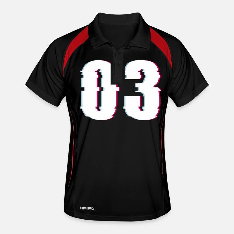 Three 3 Three 03 Number Effect Distorted Number Men's Polo breathable