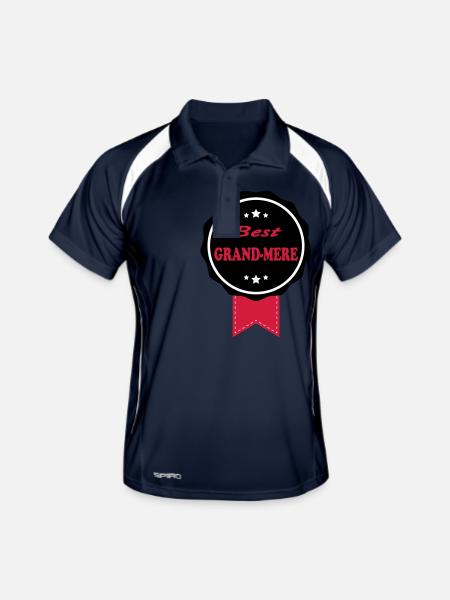 BESTER GRANDMERE - Männer Polo atmungsaktiv - Navy/Weiß - Vorne