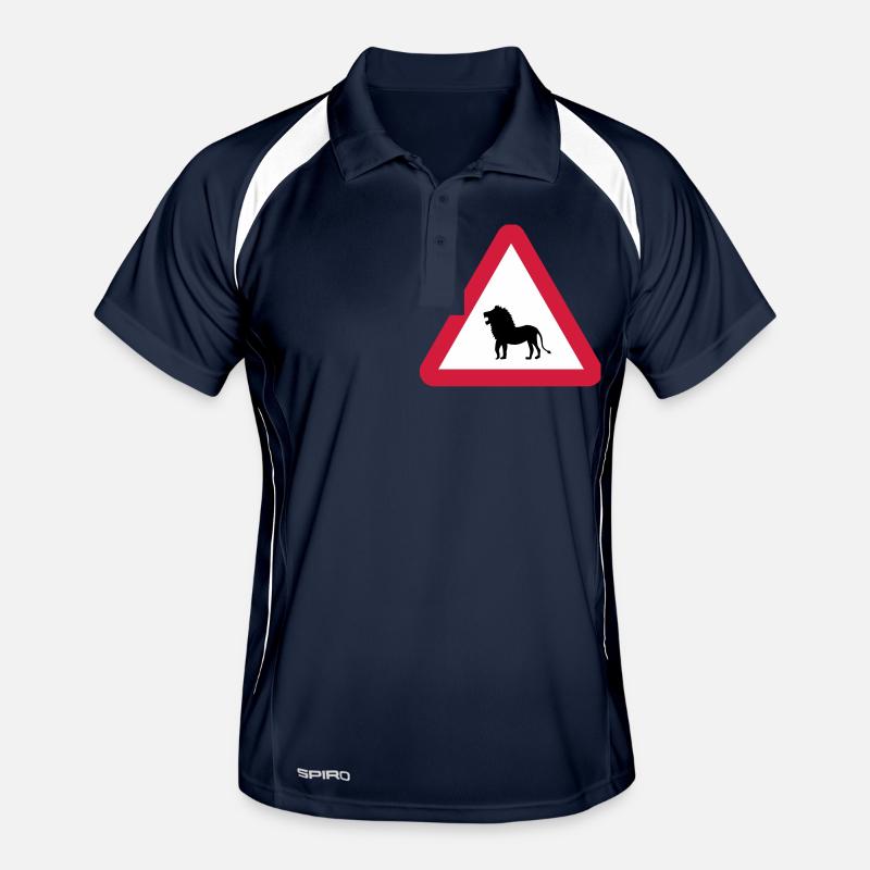 Caution Lion Warning Men's Polo breathable