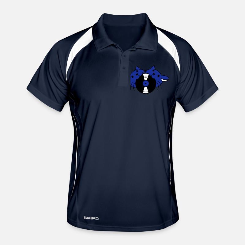 DJ 2 Cats Team Friends Crew Disque vinyle dans la bouche Polo respirant Homme