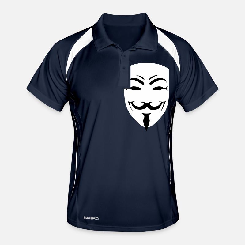 anonymous happy mask internet hack - Männer Polo atmungsaktiv - Navy/Weiß