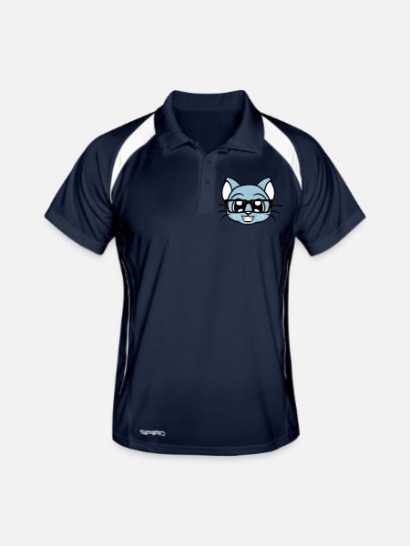 Schlaue Nerd Katze Hornbrille Geek Kätzchen Brille - Männer Polo atmungsaktiv - Navy/Weiß - Vorne