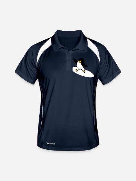 Surfer Pinguin / penguin (3c) - Männer Polo atmungsaktiv - Navy/Weiß - Vorne