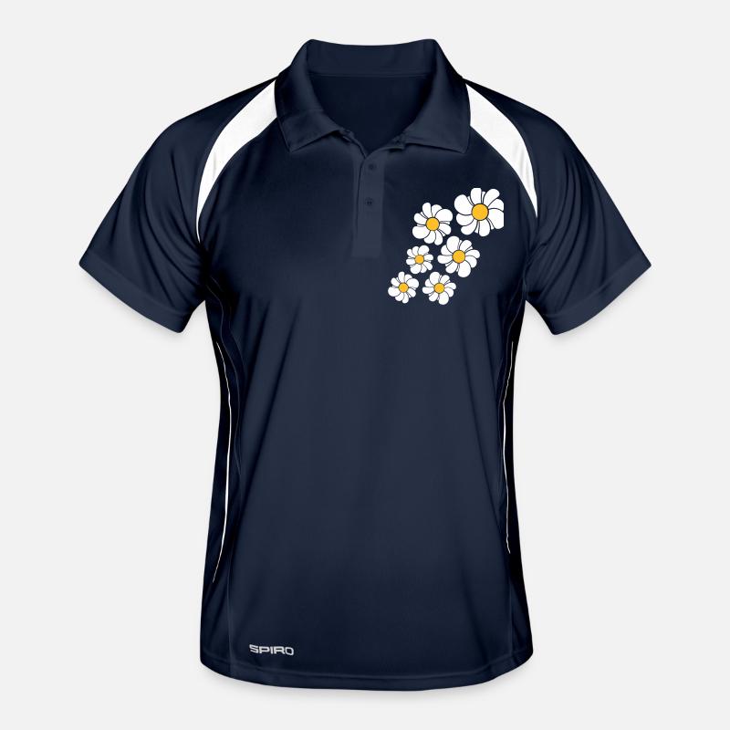muster design blau blume daisy butterblume gänsebl Männer Polo atmungsaktiv