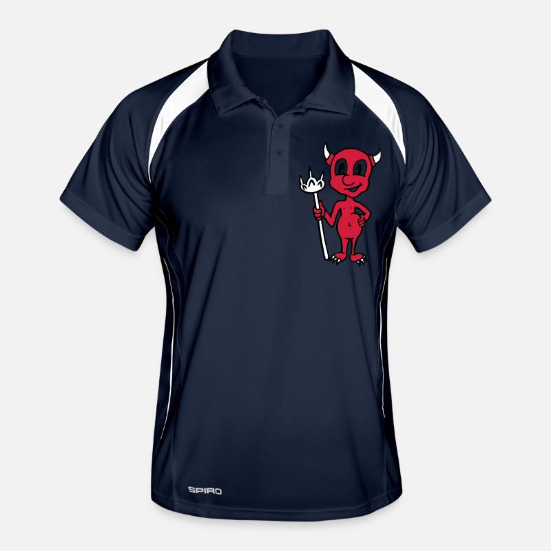 Little Devil - Männer Polo atmungsaktiv - Navy/Weiß