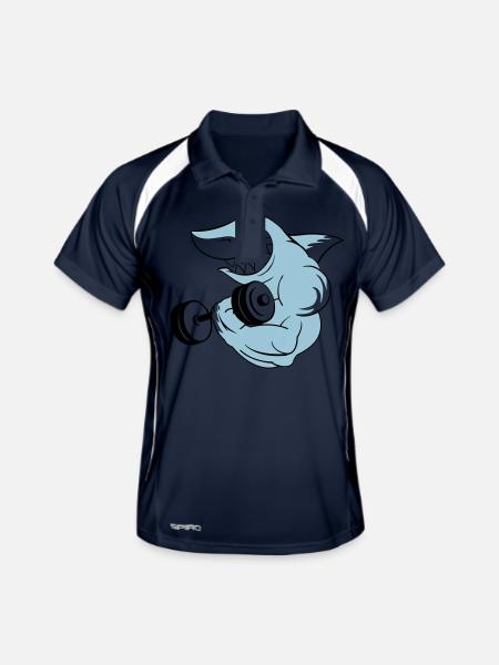 shark_bodybuilder - Polo respirant Homme - marine/blanc