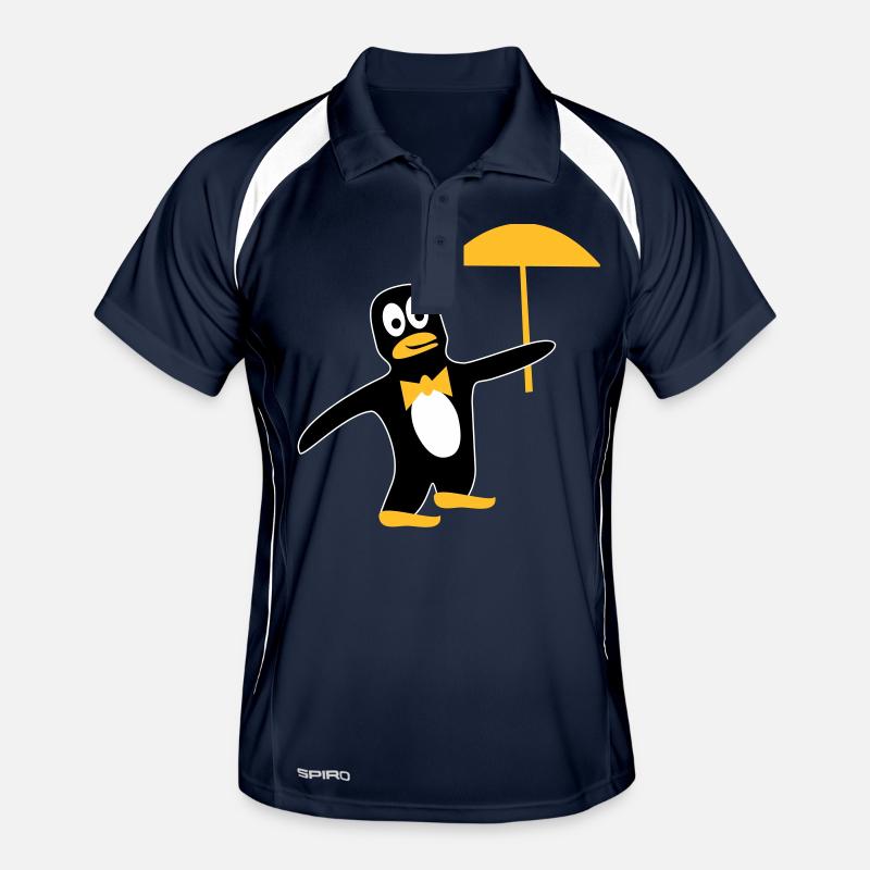 Pinguin mit Schirm in Deinen Wunschfarben Männer Polo atmungsaktiv