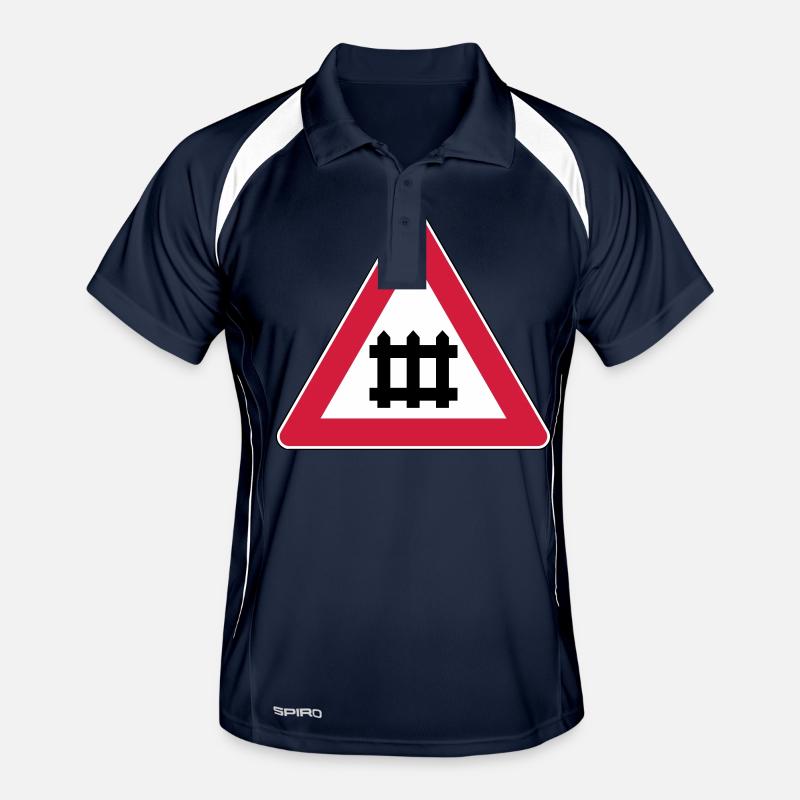 Warning train gate sign Men's Polo breathable