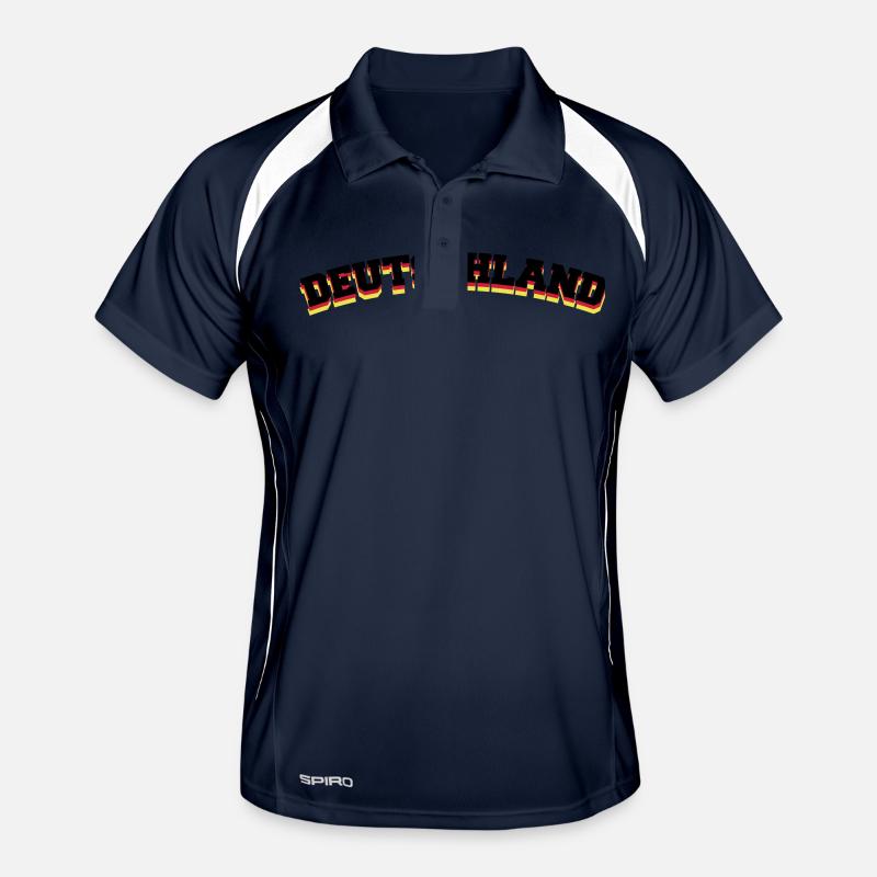 deutschland2 - Männer Polo atmungsaktiv - Navy/Weiß