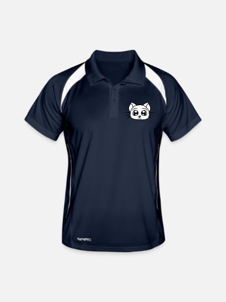 chat mignon a l’air heureux souriant chaton amusant - Polo respirant Homme - marine/blanc - Devant