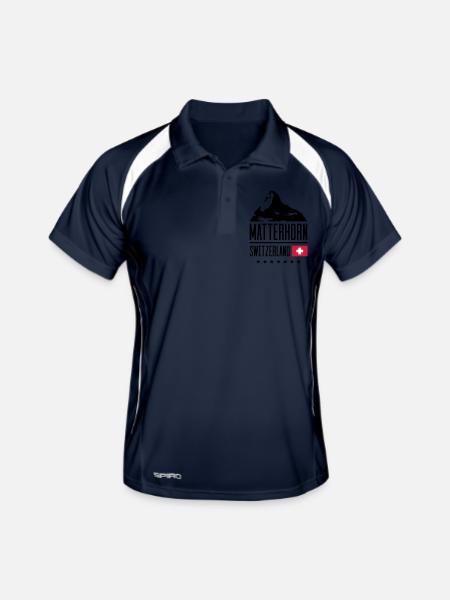 matterhorn switzerland mountain flag - Männer Polo atmungsaktiv - Navy/Weiß - Vorne