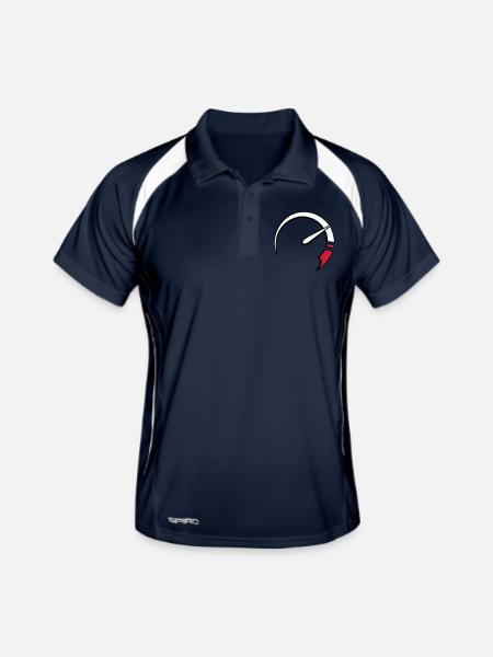 tacho3c - Männer Polo atmungsaktiv - Navy/Weiß - Vorne
