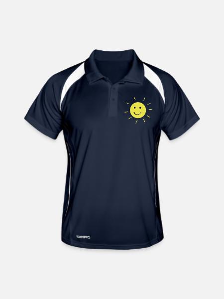 Fröhliche Sonne - Männer Polo atmungsaktiv - Navy/Weiß - Vorne