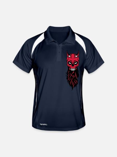 anguß hipster Bart bärtig Teufel Kostüm luc - Männer Polo atmungsaktiv - Navy/Weiß - Vorne