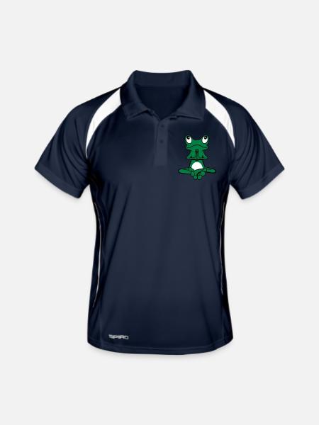 Yoga méditation grenouille - Polo respirant Homme - marine/blanc - Devant