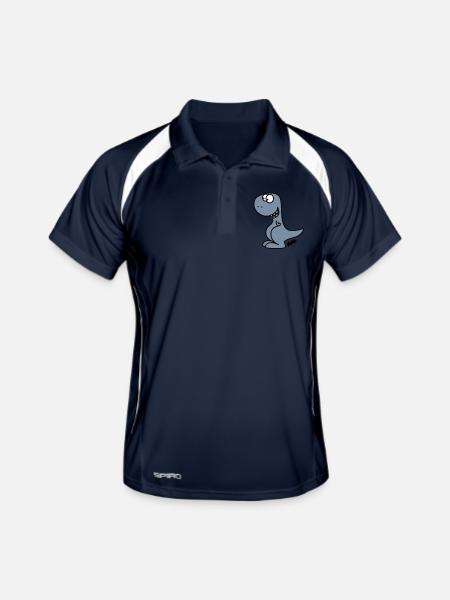 Dino (c) - Männer Polo atmungsaktiv - Navy/Weiß - Vorne