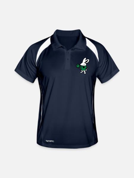 Kaninchen + Uhr - Männer Polo atmungsaktiv - Navy/Weiß - Vorne