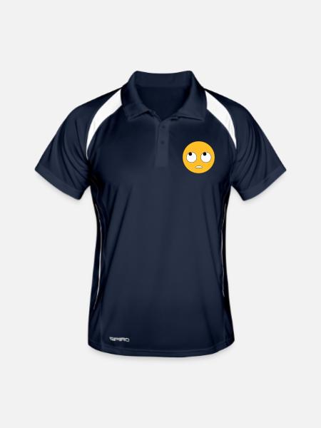 Emoji dein Ernst - Der Augenroller - Männer Polo atmungsaktiv - Navy/Weiß - Vorne