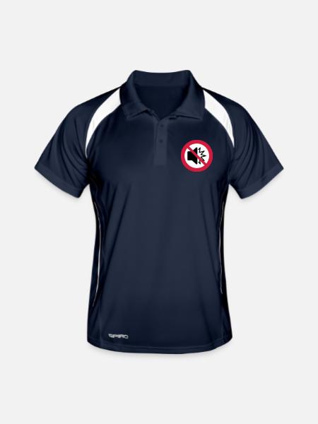 Pas de son - silencieux - muet - ne pas déranger - autisme - Polo respirant Homme - marine/blanc - Devant