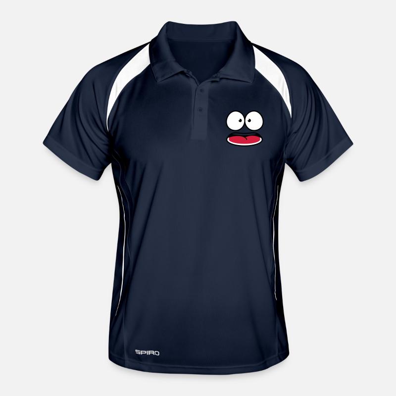 Frightened Insecure Looking Cartoon Face Men's Polo breathable