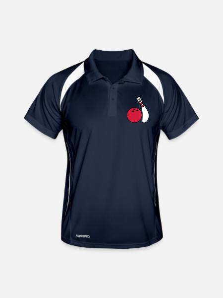 Cheeky Comic Bowling Pin - Männer Polo atmungsaktiv - Navy/Weiß - Vorne