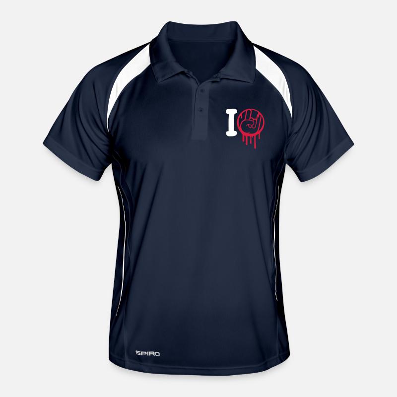 I Love Heavy Metal Hard Rock Musik Handgeste Herz Männer Polo atmungsaktiv