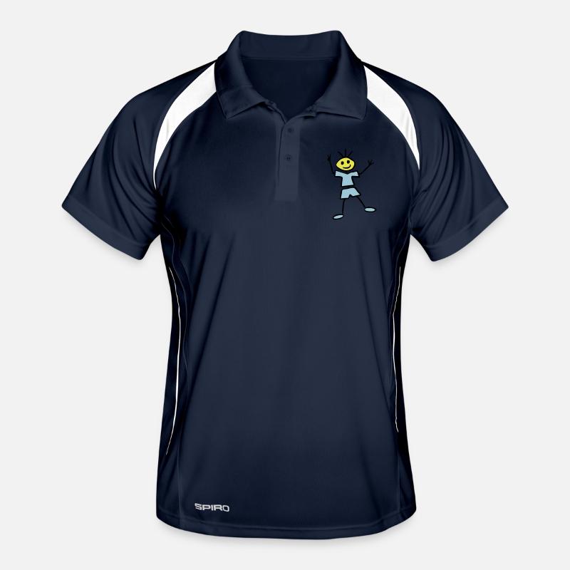 Strichmännchen - Männer Polo atmungsaktiv - Navy/Weiß