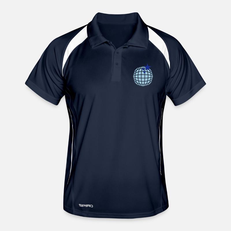 Disco-Kugel / disco globe (2c) - Männer Polo atmungsaktiv - Navy/Weiß